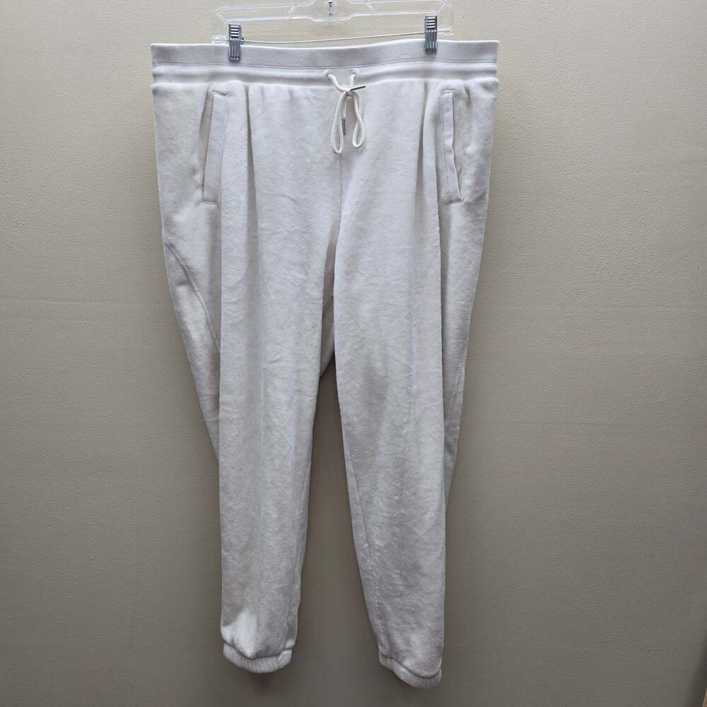 Athleta Cozy Karma Recover Fleece Jogger Pants Athleisure Off White Size 2X